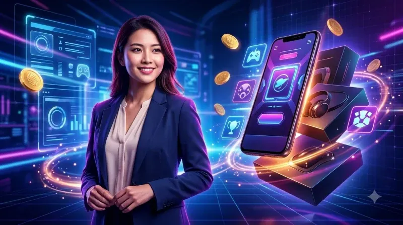 Kính lúp soi xét điện thoại chơi phỏm online với biểu tượng khiên bảo mật và checklist