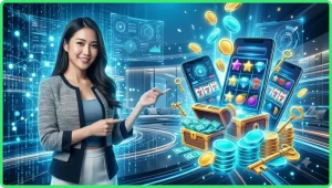 Người phụ nữ chơi game quay hũ miễn phí trên điện thoại tại 79King